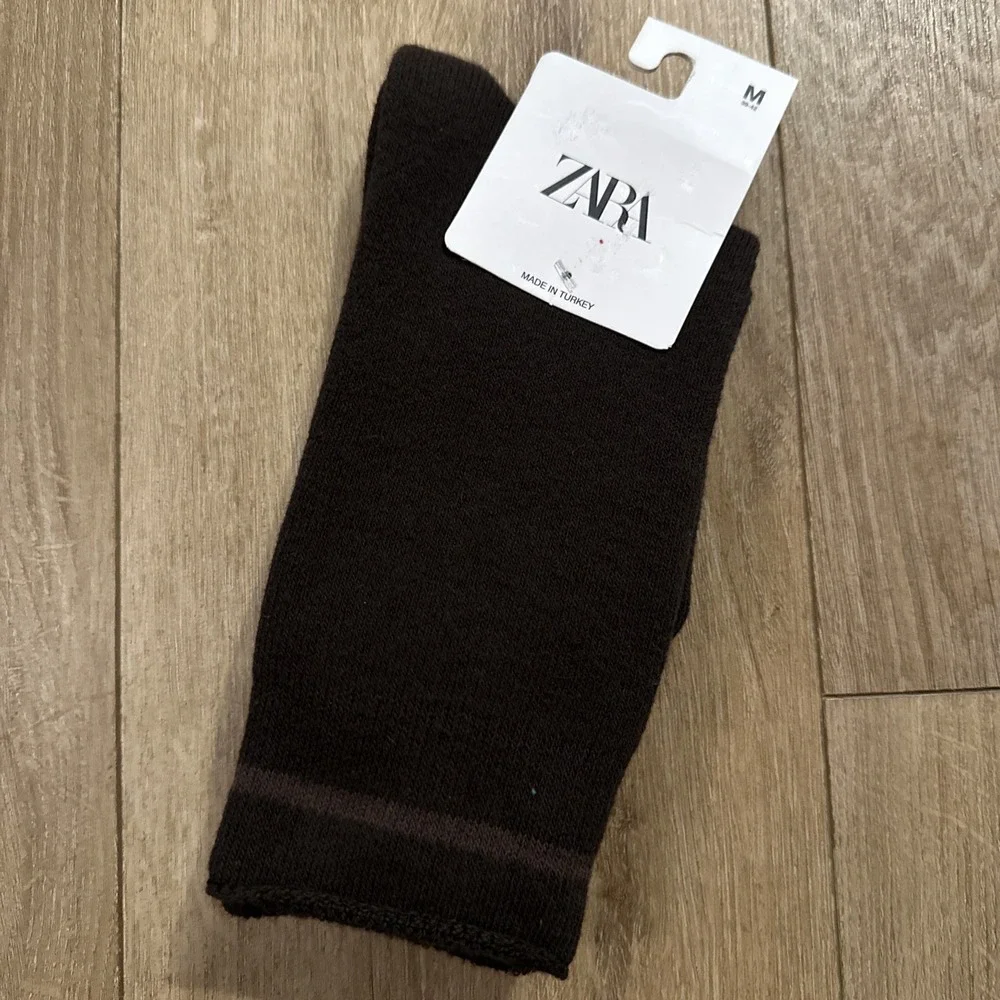 Zara Men's Brown Socks‎ Cotton Blend Crew 1 Pair Cushioned Medium (6-9) NWT